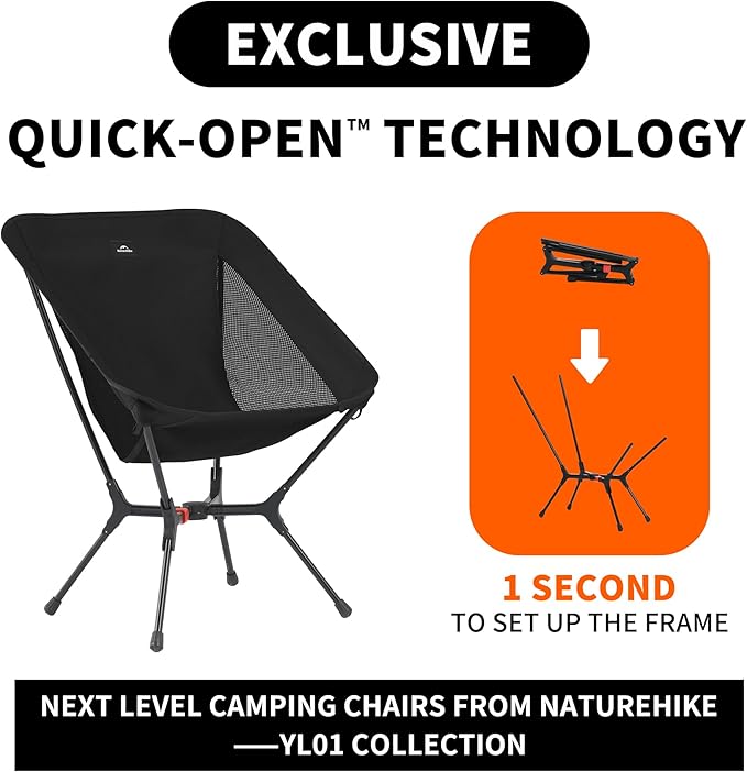 Naturehike Ultralight Auto - Snap Pop - Up Camping Chair - Naturexplore - Naturehike - CNK2550JJ013-B - Black