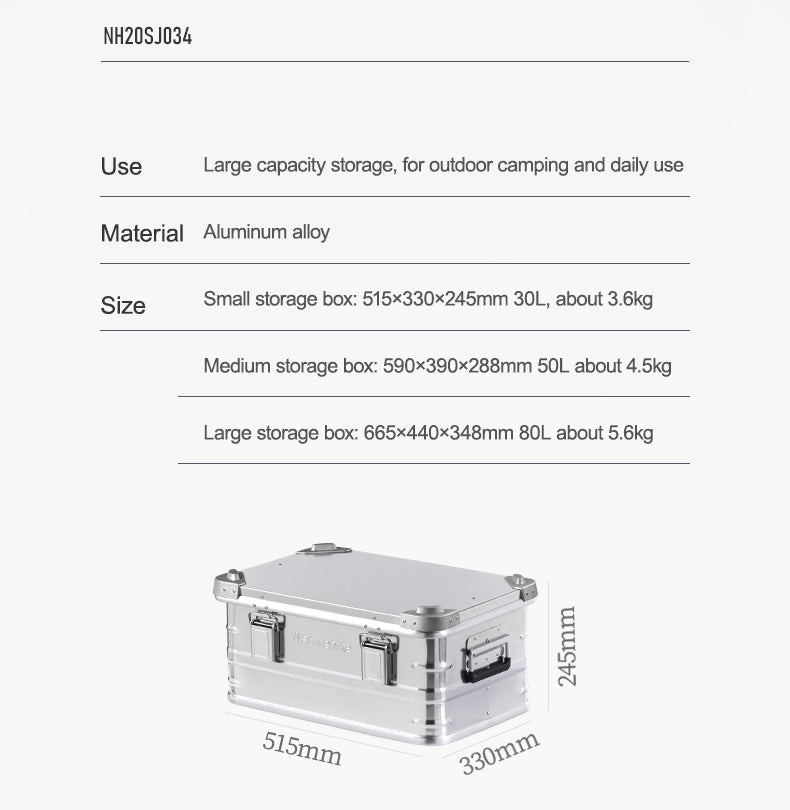 Aluminum alloy storage box - Naturexplore - Naturehike - NH20SJ034 - Small-30L