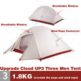 CLOUD UP 3-PERSON ULTRALIGHT HIKING TENT - GREY - Naturexplore - Naturehike - NH18T030-T -