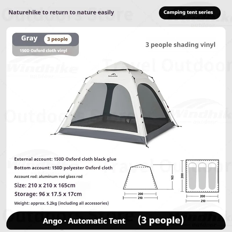 Ango Family Tent - Naturexplore - Naturehike - CNK2550WS010 - 3 People/Brown/ No Canopy