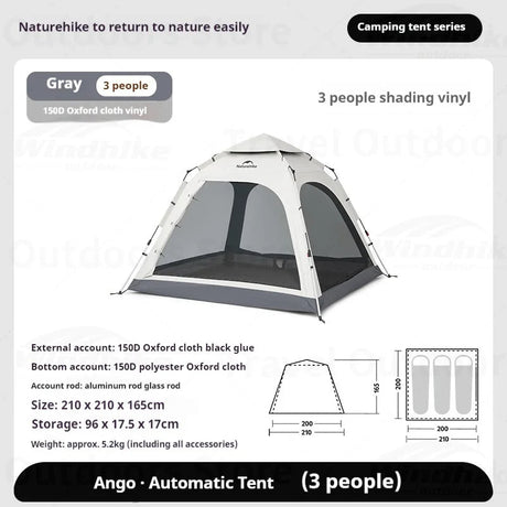 Ango Family Tent - Naturexplore - Naturehike - CNK2550WS010 - 3 People/Brown/ No Canopy