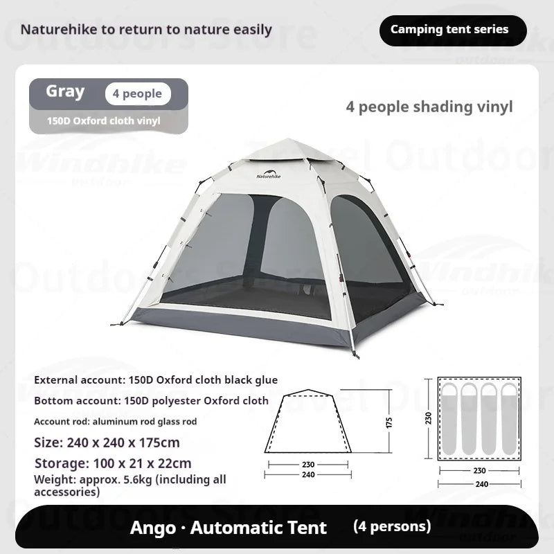 Ango Family Tent - Naturexplore - Naturehike - CNK2550WS010 - 4 Person/ Gray/ No Canopy