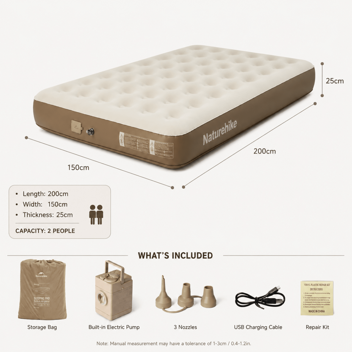 ChenJing C25 Built - in Pump Inflatable Bed - Naturexplore - Naturehike - CNK2550WS013-D - Double