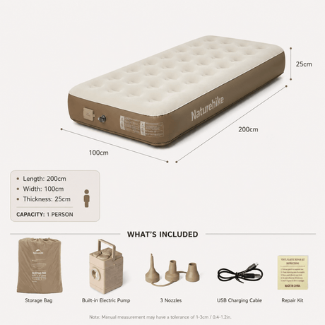 ChenJing C25 Built - in Pump Inflatable Bed - Naturexplore - Naturehike - CNK2550WS013-S - Single
