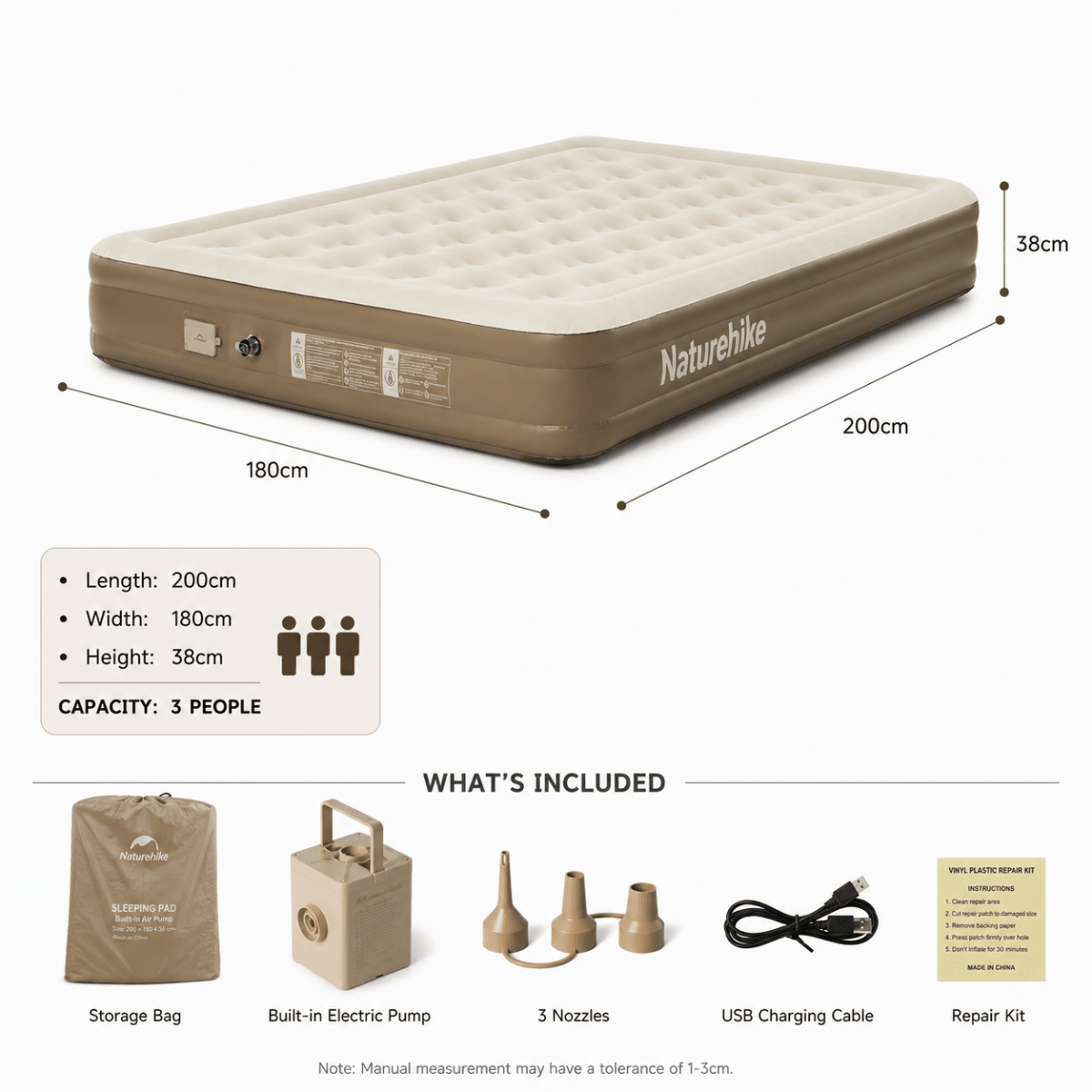 ChenJing C28 Built - in Pump Inflatable Bed - Naturexplore - Naturehike - CNK2550WS013-38-K - King