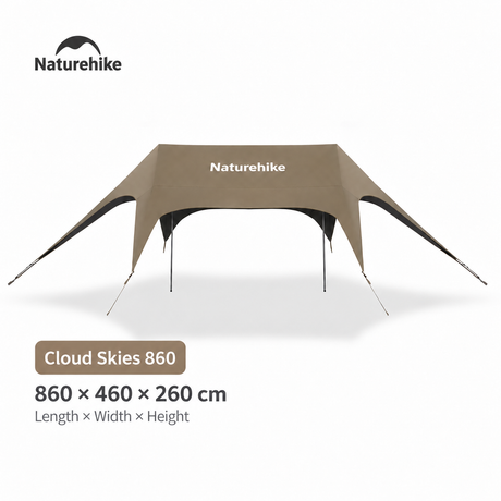 Naturehike Cloud Skies 860 tarp in Dark Coffee, 860 × 460 × 260 cm