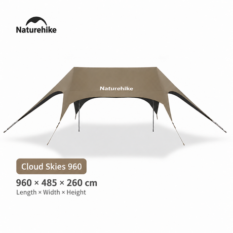 Naturehike Cloud Skies 960 tarp in Dark Coffee, 960 × 485 × 260 cm