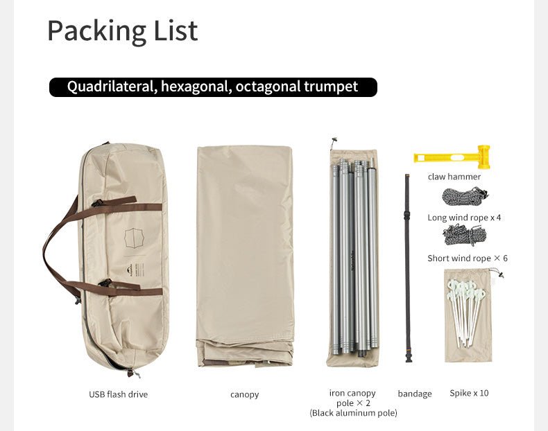 Cloud Skies Tarp (Aluminum pole) - Naturexplore - Naturehike - C2350WS010 - Q - Quadrilateral 450*292cm