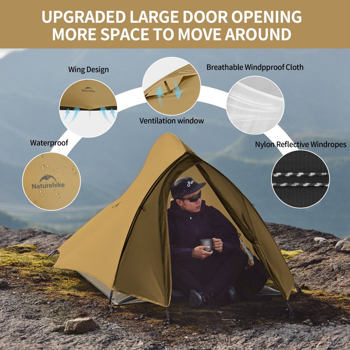 Cloud Up Pro 2 Persons Tent 20D - Naturexplore - Naturehike - CNK2350WS020 - A - Amber 20D
