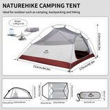 Cloud Up Pro 3 Person Ultralight Backpacking Tent - Naturexplore - Naturehike - CNK2350WS020 - Light grey 20D + Mat