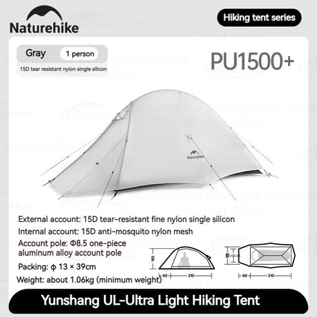 Cloud Up UL Ultralight 1 Persons Tent - Naturexplore - Naturehike - CNK2450WS017 - 