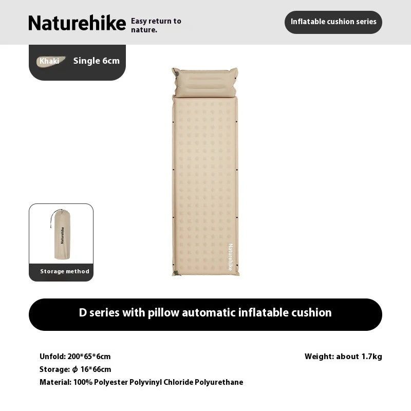 D Series Automatic Inflatable Sleep Cushion - Naturexplore - Naturehike - CNK2550WS025 - S - Khaki/Single/6cm