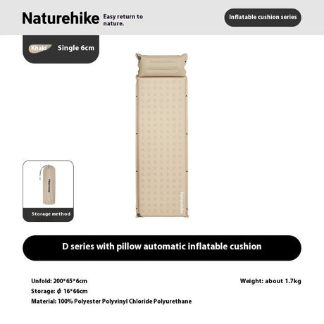 D Series Automatic Inflatable Sleep Cushion - Naturexplore - Naturehike - CNK2550WS025 - S - Khaki/Single/6cm