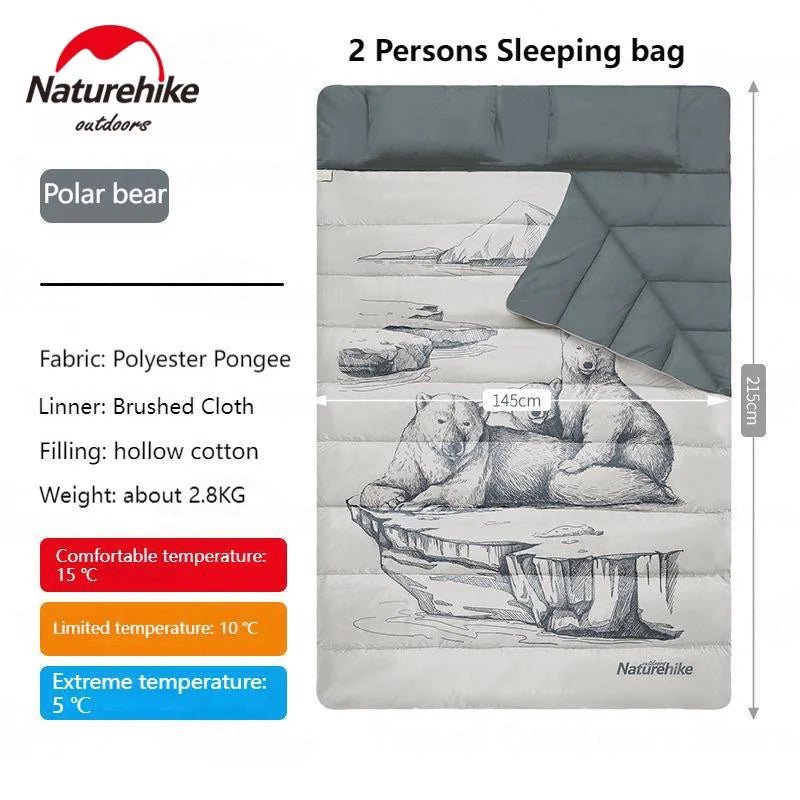 Double sleeping bag pattern with pillow - Naturexplore - Naturehike - NH21MSD06 - Polar bear