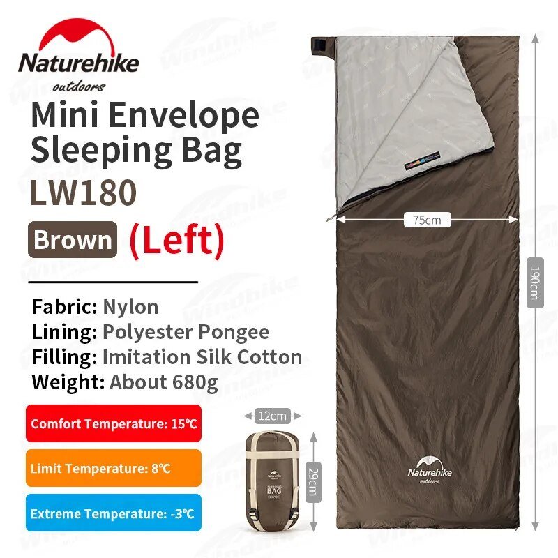 LW180 Ultralight Cotton Sleeping Bag - Naturexplore - Naturehike - NH21MSD09 - XL-Pine Green