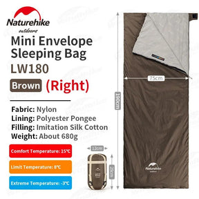 LW180 Ultralight Cotton Sleeping Bag - Naturexplore - Naturehike - NH21MSD09 - M-Grayish Brown