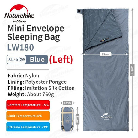 LW180 Ultralight Cotton Sleeping Bag - Naturexplore - Naturehike - NH21MSD09 - M-Shadow Blue