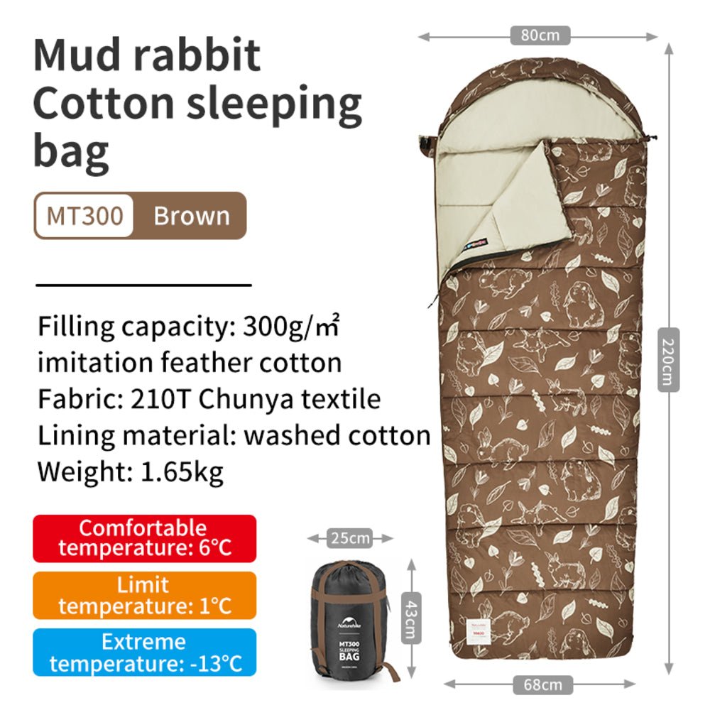 Naturehike Cute Mud Rabbit Cotton Sleeping Bag - Naturexplore - Naturehike - CNH22SD015 - Left zipper MT180