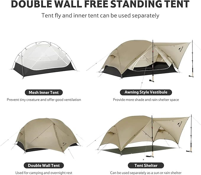 Naturehike Mongar UL 2 - Person Ultralight Backpacking Tent - Naturexplore - Naturehike - CNK2550WS016-S - Sand