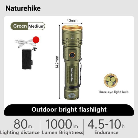 Naturehike outdoor glare flashlight - Naturexplore - Naturexplore - CNK2300011 - Green-M