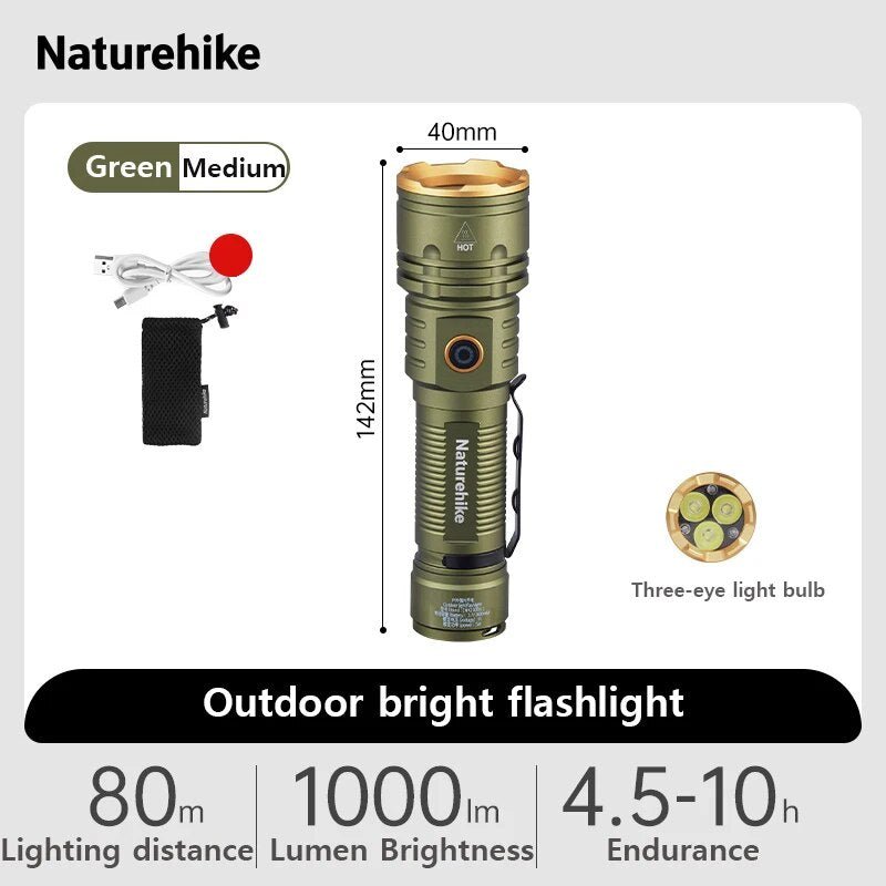 Naturehike outdoor glare flashlight - Naturexplore - Naturexplore - CNK2300011 - Green-M