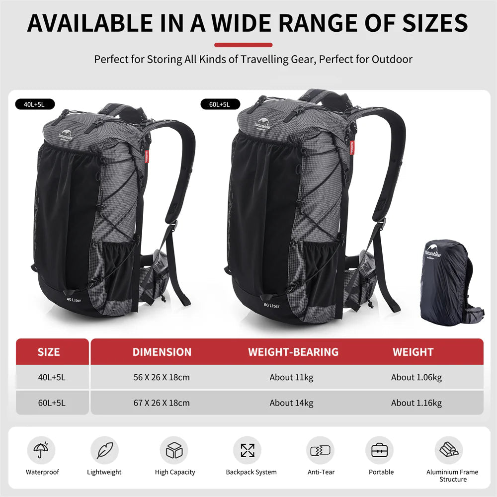 Naturehike Rock hiking Backpack - Naturexplore - Naturexplore - NH19BP095 - 60L+5L