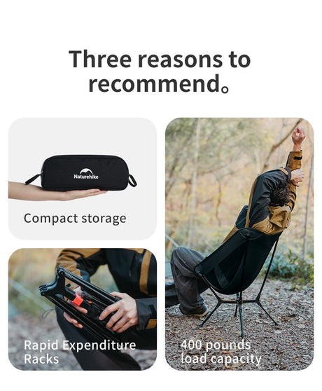 Naturehike Ultralight Auto - Snap Pop - Up Camping Chair - Naturexplore - Naturehike - CNK2550JJ013-B - Black