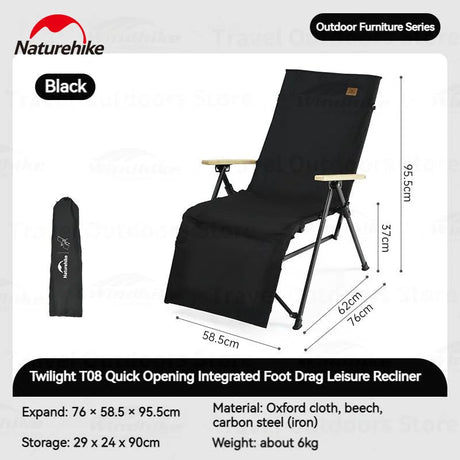 Nightfall T08 Recliner Chair - Naturexplore - Naturehike - CNK2450JJ016 - B - Black