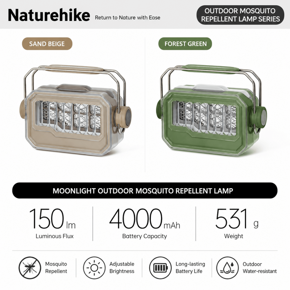 Outdoor Mosquito Repellent Camping Lamp - Naturexplore - Naturehike - CNK2550ZM013-K - Khaki