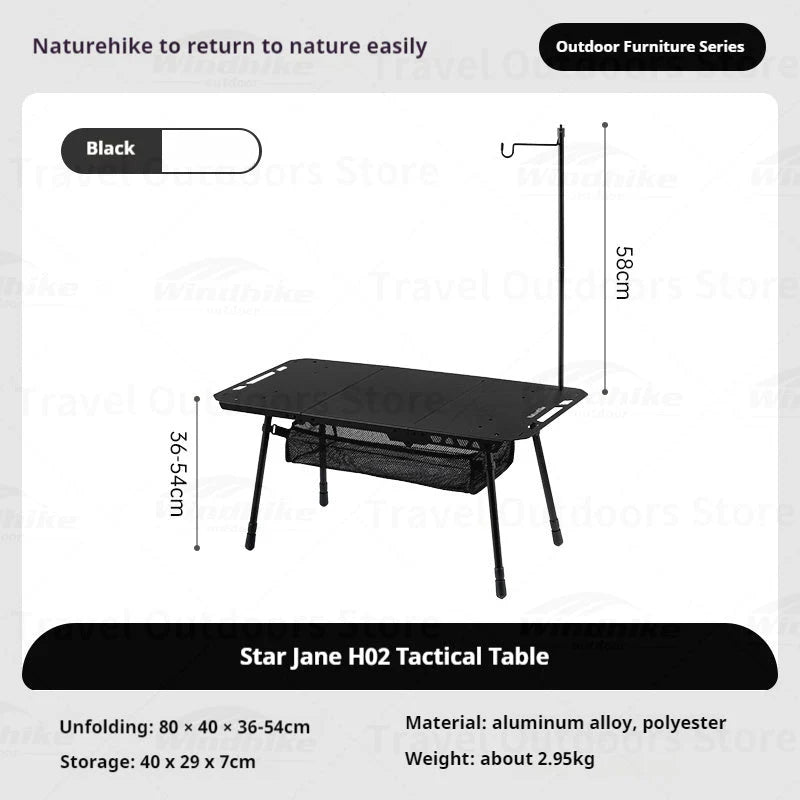 Simple Star H02 Tactical Table - Naturexplore - Naturehike - CNK2450JJ025 - Black - Three Fold Version