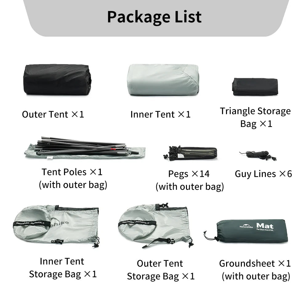 Star River UL Pro 2 Person Tent - Naturexplore - Naturehike - CNK2450WS022-K - Khaki