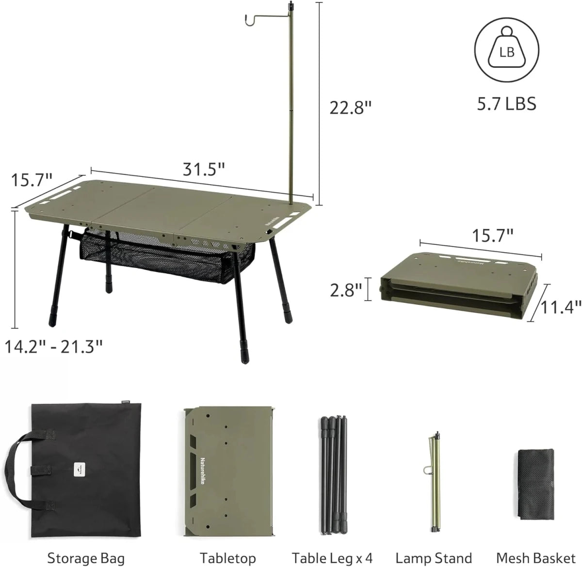StarCore H02 Tactical Camping Table - Naturexplore - Naturehike - CNK2450JJ025 - Black - Three Fold Version