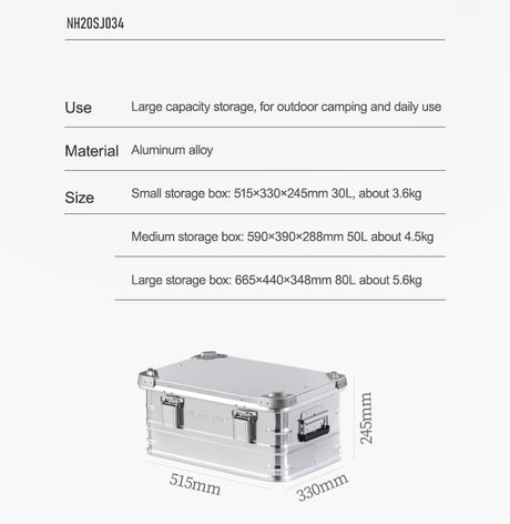Aluminum alloy storage box - Naturexplore - Naturehike - NH20SJ034 - Small-30L