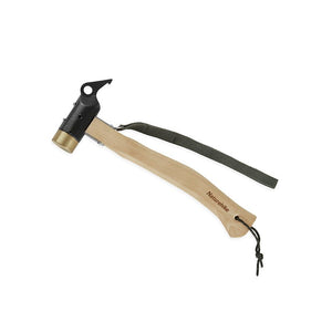 Camping hammer with solid wood handle