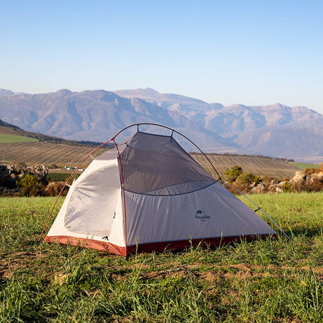 Cloud Up 1- Person UL Upgraded Hiking Tent - Naturexplore - Naturehike - NH18T010-T - Silicone light grey /red + mats