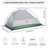 Cloud Up 1 Person Upgraded Hiking Tent - Naturexplore - Naturehike - NH18T010-T - Light grey /red + mats