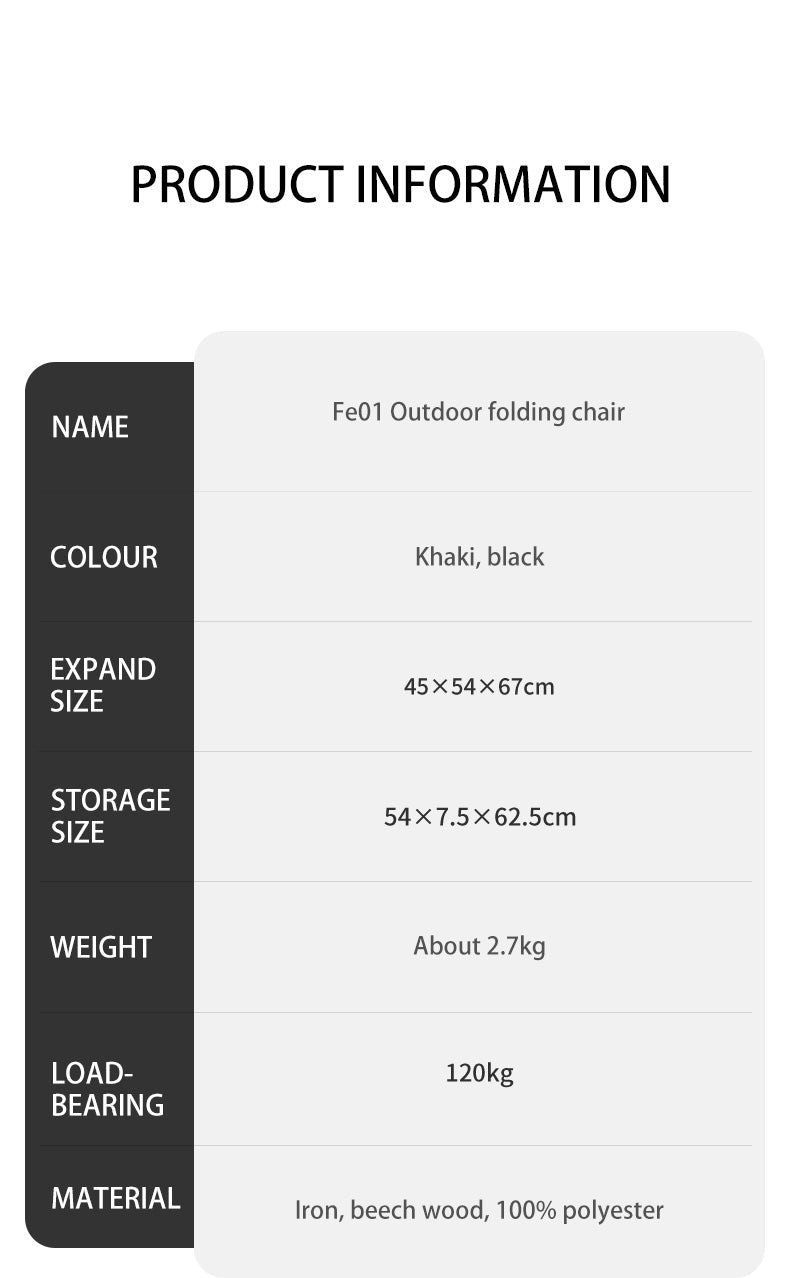 FE01 Outdoor Folding Chair - Naturexplore - Naturehike - CNK2300JU012 - Black