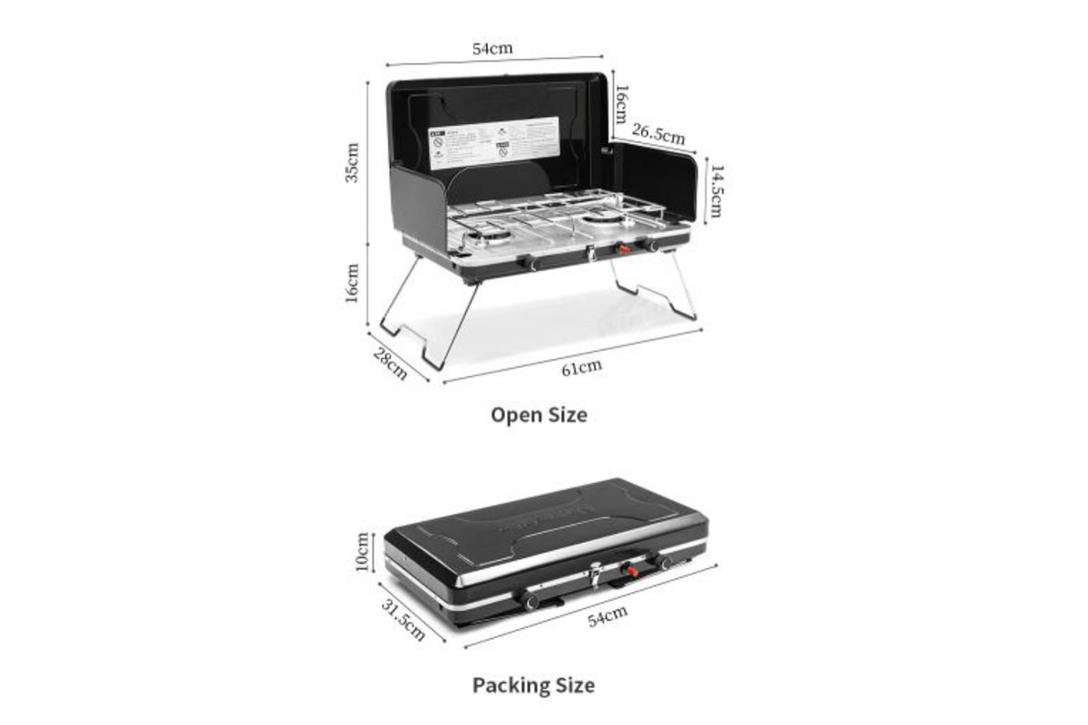 Foldable double burner black - Naturexplore - Naturehike - NH22RJ001 -