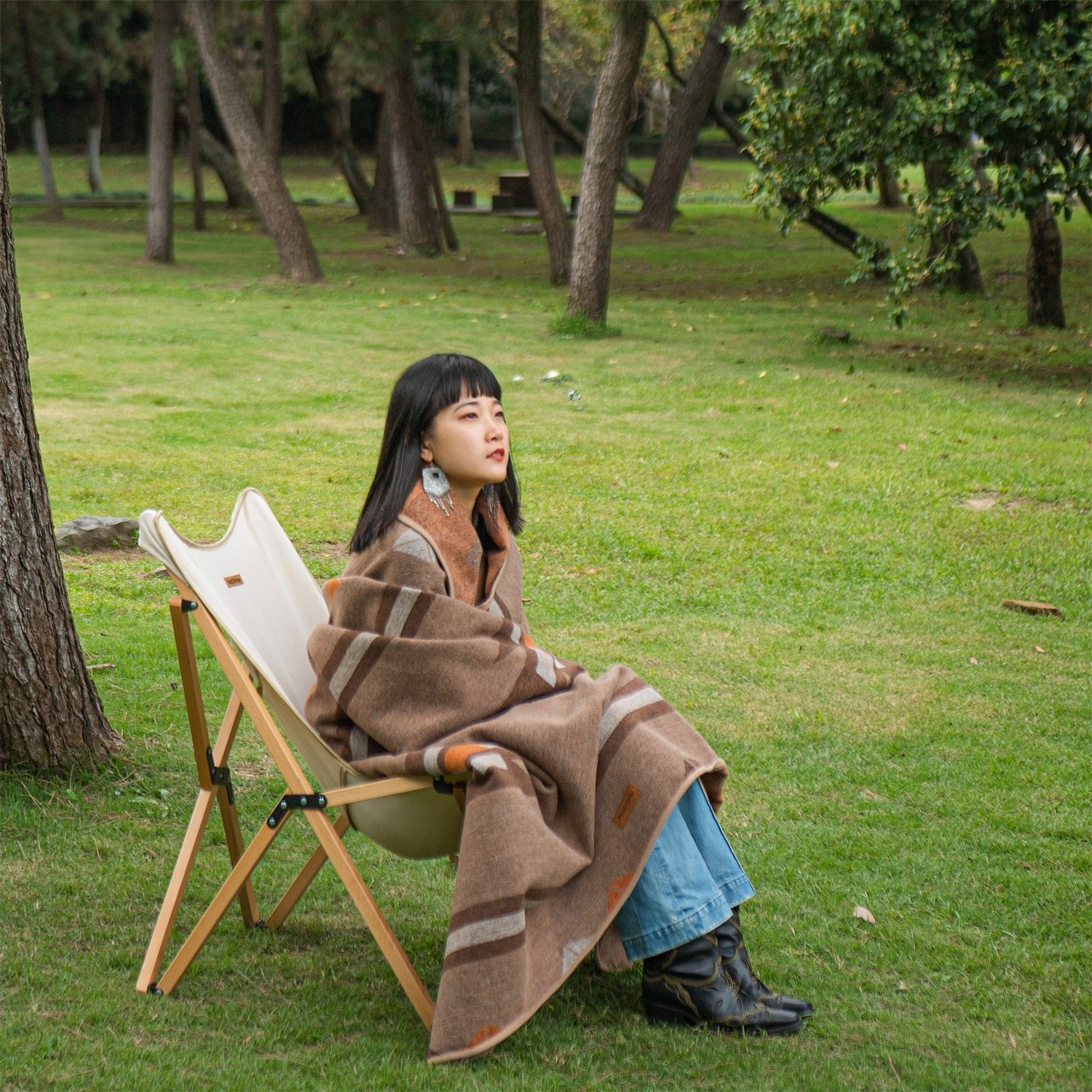 Geometric pattern wool blanket - Naturexplore - Naturehike - NH20FS036 - Dark coffee