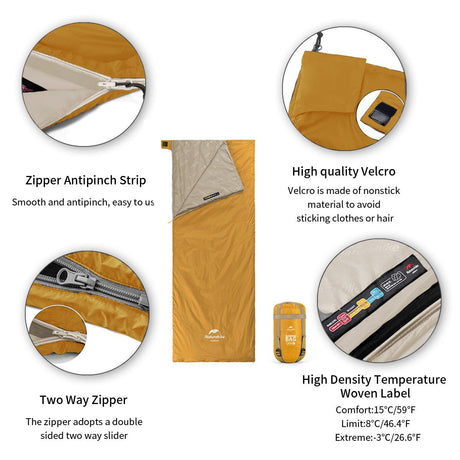 LW180 Ultralight Cotton Sleeping Bag - Naturexplore - Naturehike - NH21MSD04 - M-Champagne