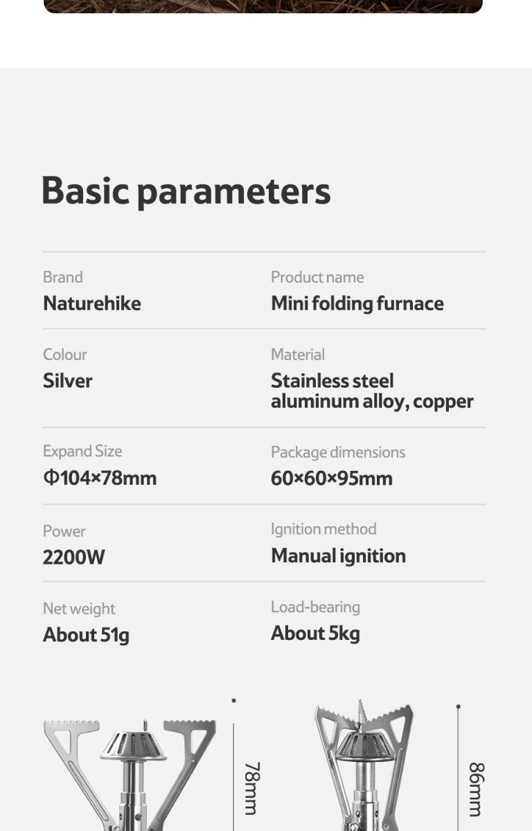 Mini folding camping stove - Naturexplore - Naturehike - NH21RJ004 -
