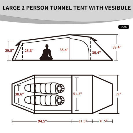 Naturehike Opalus Tunnel 2-3 People Camping Tent - Naturexplore - Naturehike - NH20ZP001-2 - For 2 Man
