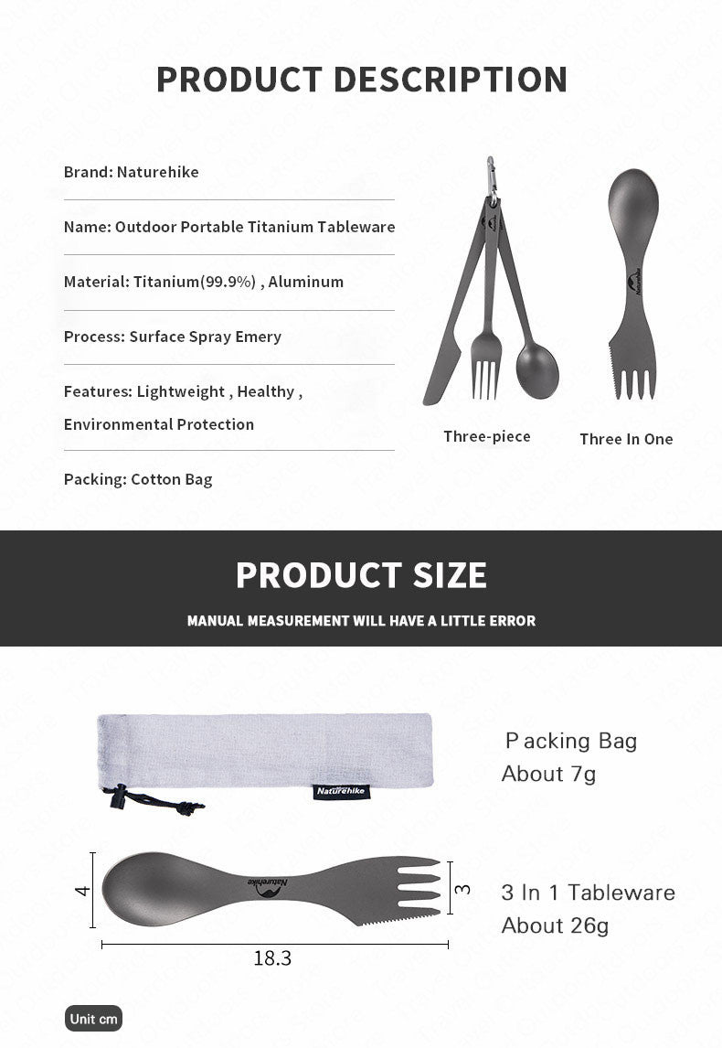 Naturehike Titanium cutlery set - Naturexplore - Naturehike - NH19T011-D -