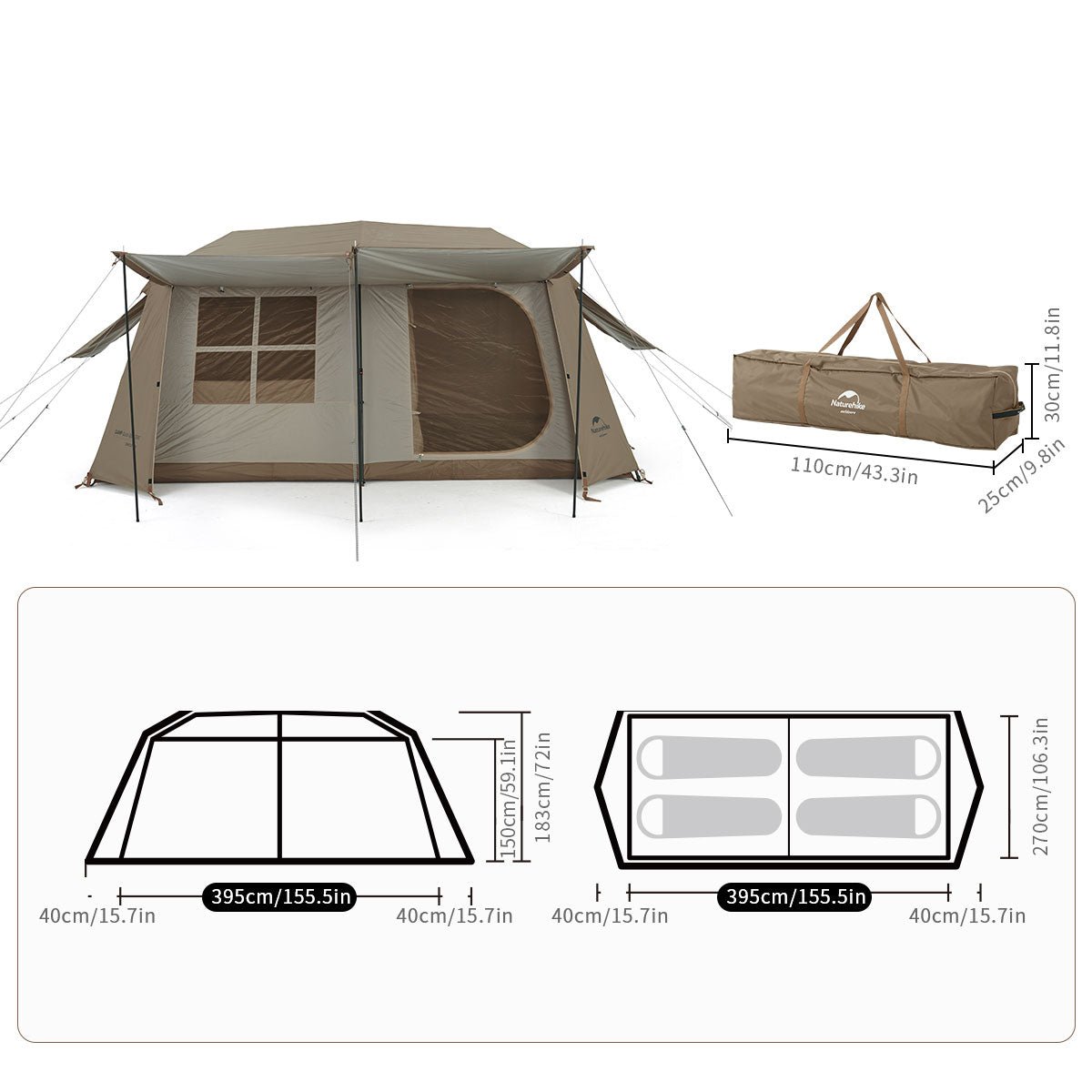 Naturehike Village 13 Family tent for 5-8 People - Naturexplore - Naturehike - CNH22ZP004 - Tent