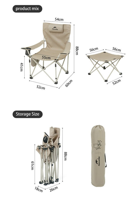 Recliner chair with table - Naturexplore - Naturehike - CNK2300JJ013 - Black