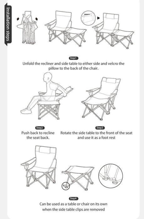 Recliner chair with table - Naturexplore - Naturehike - CNK2300JJ013 - Black