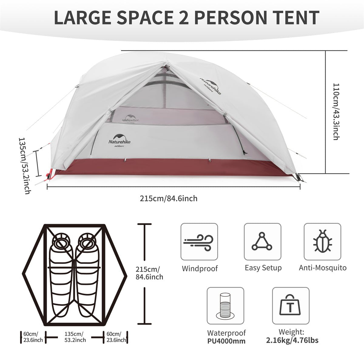 Star-River 2 People Ultralight tent - Naturexplore - Naturehike - NH17Y012-T-G -