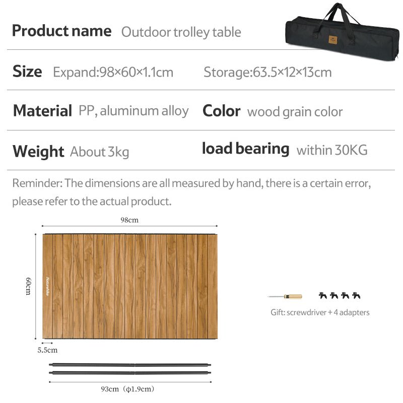 TC02 four-way folding trolley - Naturexplore - Naturehike - PNH22JU001 - Tabletop